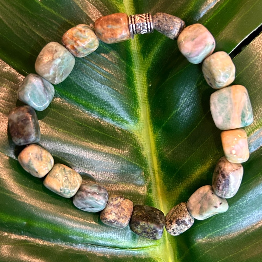 chunky african turquoise pebble handmade beaded bracelet